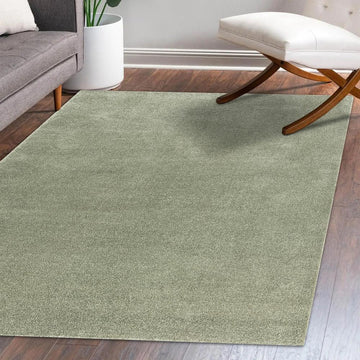 Haze Solid Low-pile Area Rug Green - JONATHAN Y